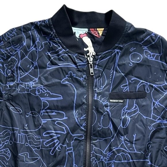 Nickelodeon Members Only Jacket Mens Large Reversible Bomber 90s Cartoon - Picture 4 of 14